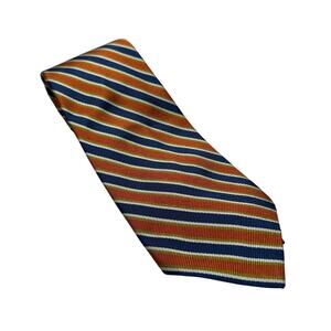Vintage JAY BRIGGS San Francisco 100% Silk Tie Orange Blue Green Tan Stripe